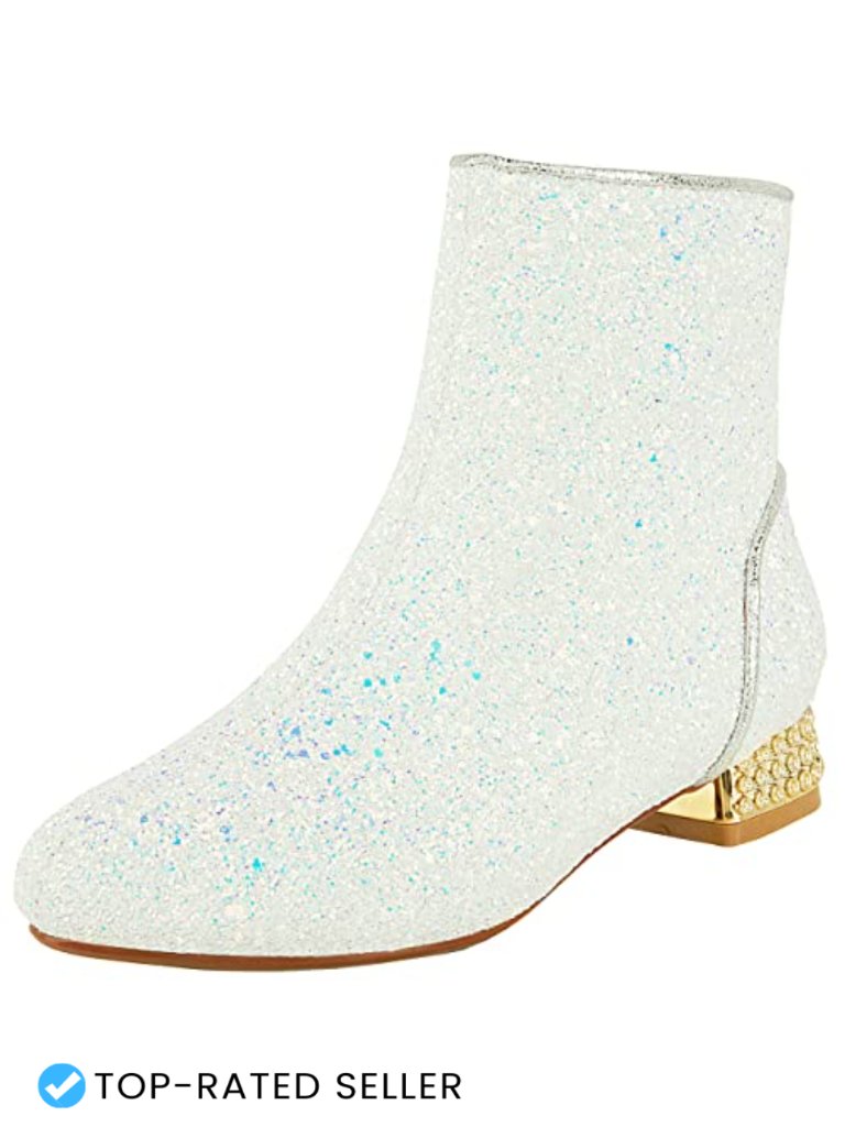 Women Sequin Ankle Boots Low Heel Sparkly Glitter Booties Chunky Block Heel Zip